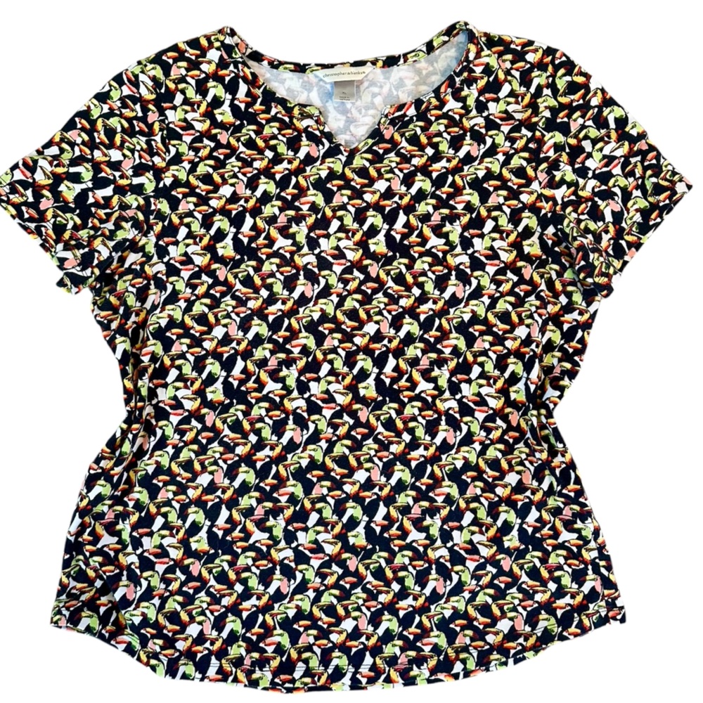 Christopher & Banks Toucan Bird Print Shirt Size XL